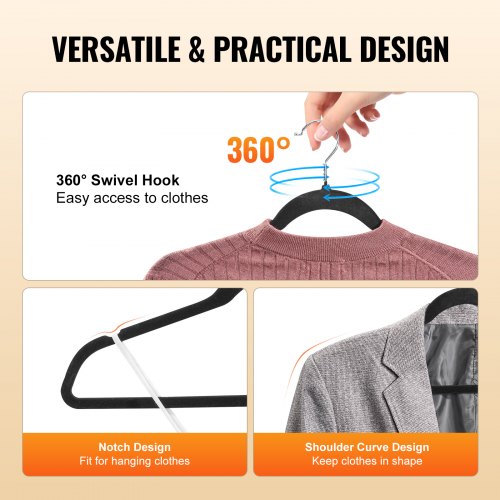 Hangers 11lbs LoadBearing 50 Pack Black Velvet Hangers with 360 Degree
