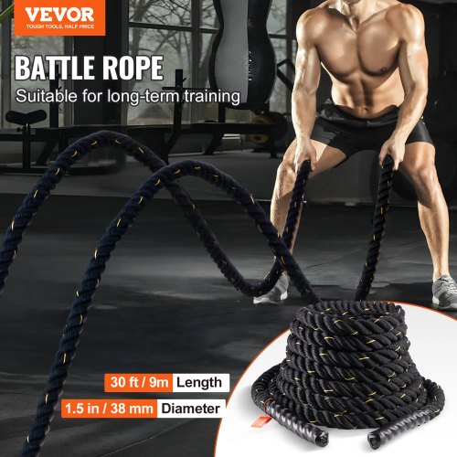 Battle Rope 1.5 Inch Diameter 30Ft Length Polyester Exercise Rope Battle