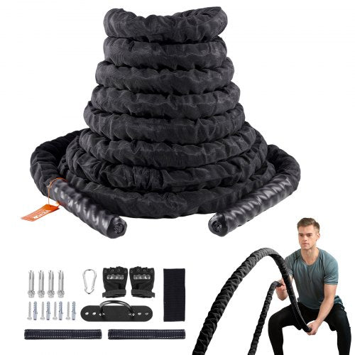 Battle Rope 1.5 Inch Diameter 30Ft Length Polyester Exercise Rope Battle