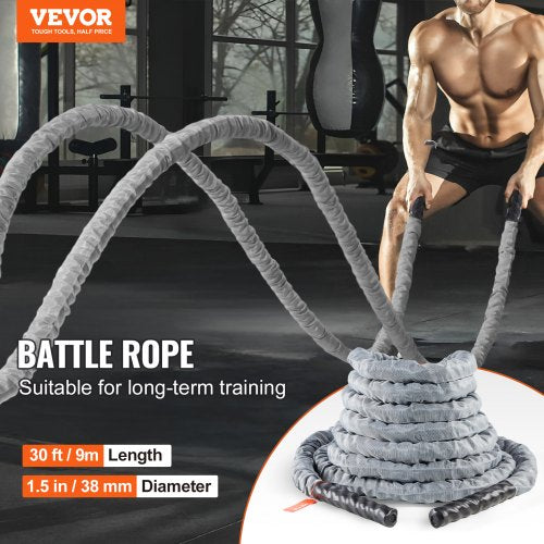 Battle Rope 1.5 Inch Diameter 30Ft Length Polyester Exercise Rope Battle