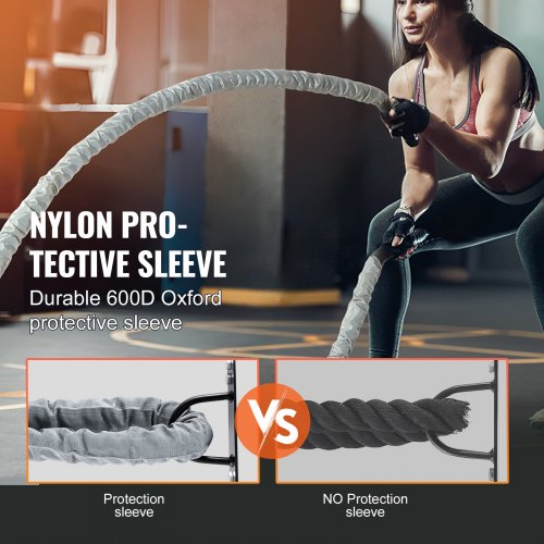 Battle Rope 1.5 Inch Diameter 30Ft Length Polyester Exercise Rope Battle
