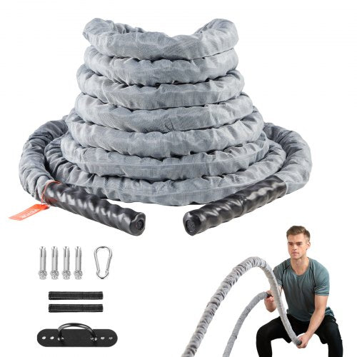 Battle Rope 1.5 Inch Diameter 30Ft Length Polyester Exercise Rope Battle
