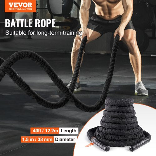 Battle Rope 15 40Ft Gym Workout Strength Training Exercise Fitness Rope