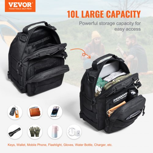 Tactical Sling Bag 10L Military Rover Shoulder Sling Backpack with Molle