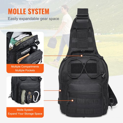 Tactical Sling Bag 10L Military Rover Shoulder Sling Backpack with Molle