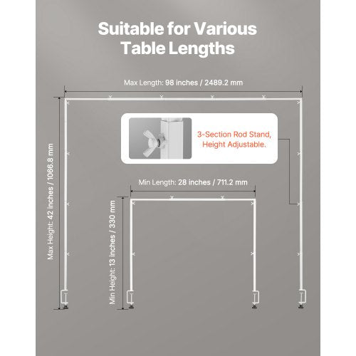 Over The Table Rod Stand with Clamps 1342 Tall 2898 Length