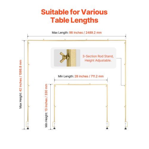 Over The Table Rod Stand with Clamps 1342 Tall 2898 Length