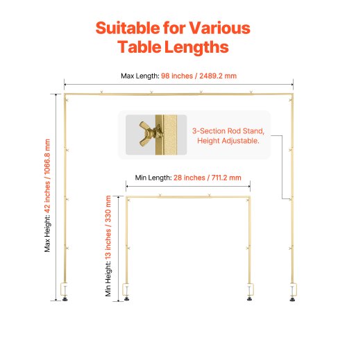 Over The Table Rod Stand with Clamps 1342 Tall 2898 Length