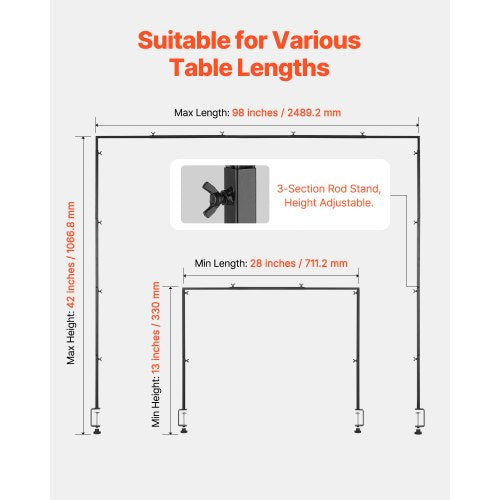 Over The Table Rod Stand with Clamps 1342 Tall 2898 Length