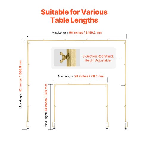 Over The Table Rod Stand with Clamps 1342 Tall 2898 Length