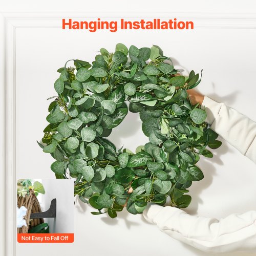 Artificial Decorative Wreath 26 in Green Decorated with Eucalyptus