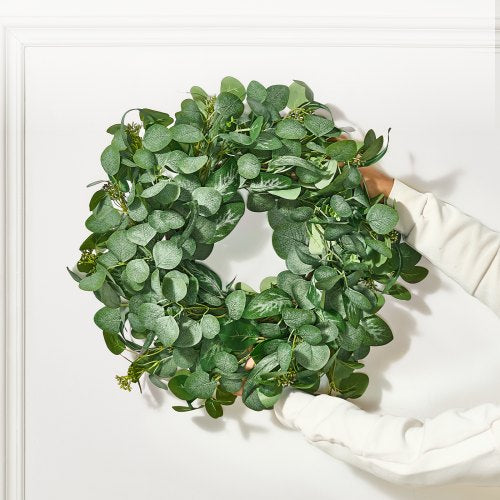 Artificial Decorative Wreath 26 in Green Decorated with Eucalyptus