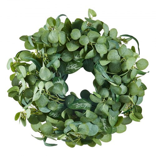 Artificial Decorative Wreath 26 in Green Decorated with Eucalyptus