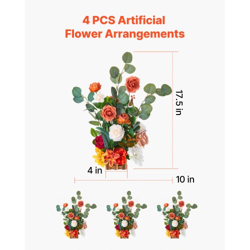 Standing Artificial Flowers Arrangements 4 PCS 175Inch Tall Faux Flower