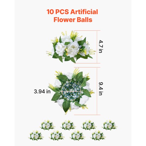 Flower Balls Arrangement Bouquet 10 PCS 95Inch Diameter Artificial Flower