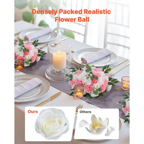 Flower Ball Arrangement Bouquet 10 PCS 17.7Inch Diameter Artificial Flower