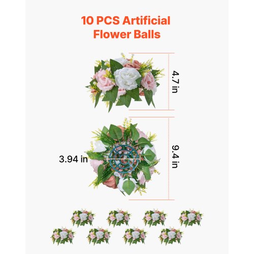 Flower Ball Arrangement Bouquet 10PCS 95Inch Diameter Artificial Flower