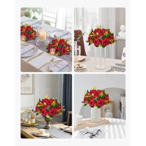 Flower Balls Arrangement Bouquet 10 PCS 9.5 Inch Wedding Red Roses
