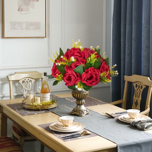 Flower Balls Arrangement Bouquet 10 PCS 9.5 Inch Wedding Red Roses