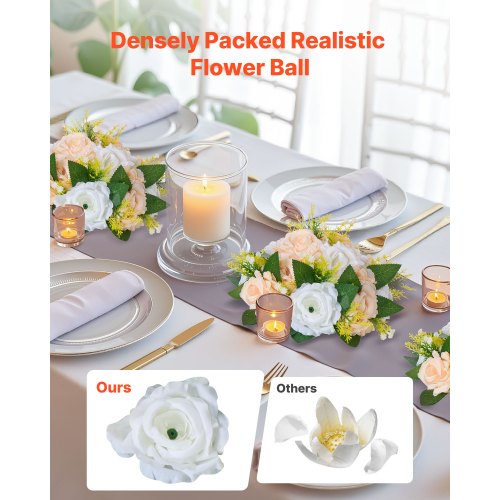 Flower Ball Arrangement Bouquet 10 PCS 9.5 Inch Diameter Artificial Flowers