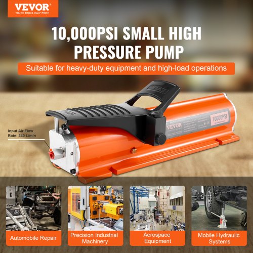 10000PSI Air Hydraulic Pump 018 Gal Reservoir NPT 38 In Oil Outlet NPT