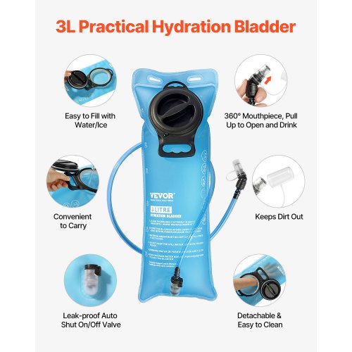 Hydration Backpack Water Backpack with 3L TPU Water Bladder Tactical Molle