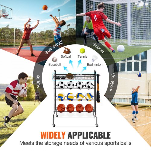 Basketball Rack 4Layers Rolling Basketball Shooting Training Stand Sports