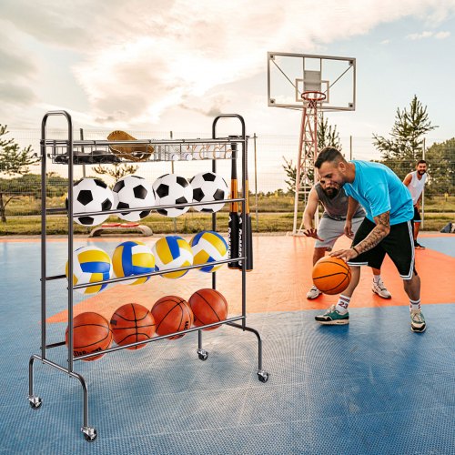 Basketball Rack 4Layers Rolling Basketball Shooting Training Stand Sports
