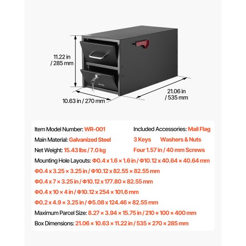 Post Mount Mailbox AntiPry AntiTheft Mailboxes for Outside Heavy Duty