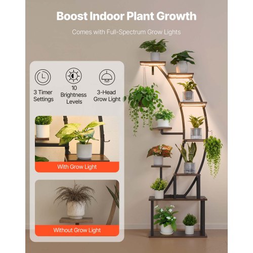 Plant Stand Indoor with Grow Lights 63 in Tall 9Tier Lighted Plant Shelf