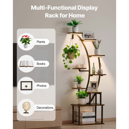 Plant Stand Indoor with Grow Lights 63 in Tall 9Tier Lighted Plant Shelf