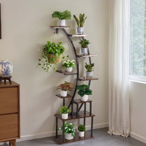 Plant Stand Indoor with Grow Lights 63 in Tall 9Tier Lighted Plant Shelf