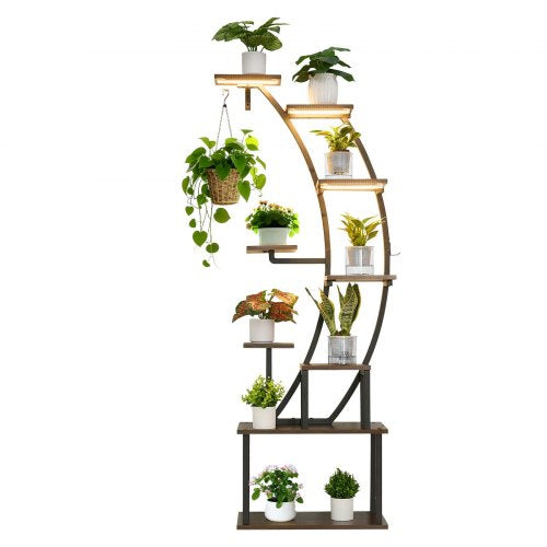 Plant Stand Indoor with Grow Lights 63 in Tall 9Tier Lighted Plant Shelf
