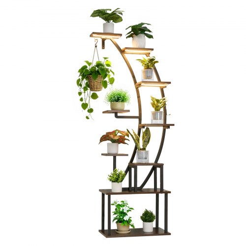 Plant Stand Indoor with Grow Lights 63 in Tall 9Tier Lighted Plant Shelf