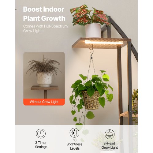 Plant Stand Indoor with Grow Lights 63 in Tall 6Tiered Lighted Plant
