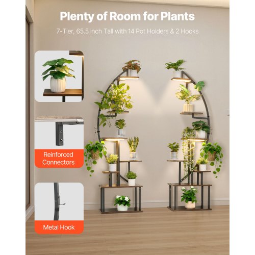 Plant Stand Indoor with Grow Lights 65.5 in Tall 7Tiered Lighted Plant