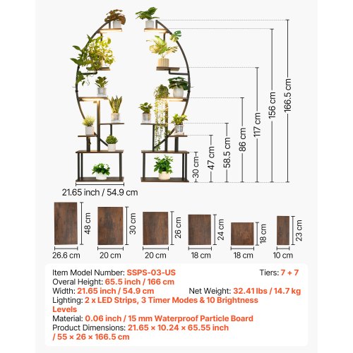 Plant Stand Indoor with Grow Lights 65.5 in Tall 7Tiered Lighted Plant