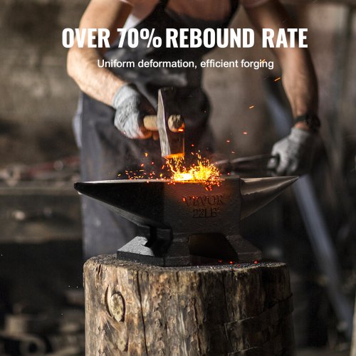 Single Horn Anvil 22Lbs Cast Steel Anvil High Hardness Rugged Round Horn