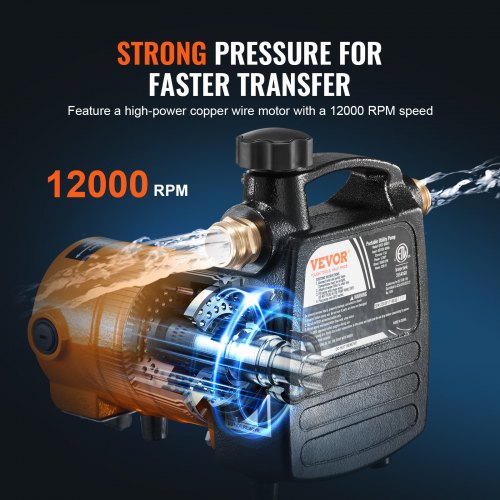 Cast Iron Water Transfer Pump 115V AC 1600 GPH 12HP Portable Electric