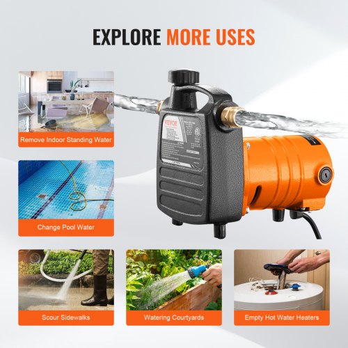 Cast Iron Water Transfer Pump 115V AC 1600 GPH 12HP Portable Electric