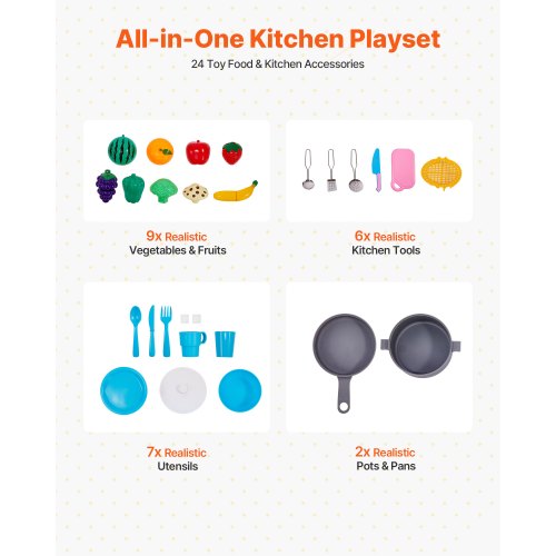 Play Kitchen for Kids Wooden Toy Kitchen Set with Lights and Sounds
