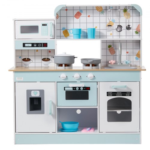 Play Kitchen for Kids Wooden Toy Kitchen Set with Lights and Sounds