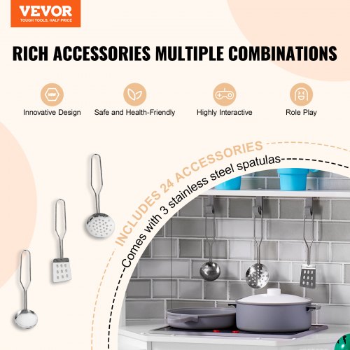 Corner Wooden Play Kitchen Toy Set with Lights and Sounds Toddler Kitchen