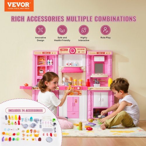 Kids Kitchen Playset 3in1 Toddler Kitchen with Simulated Spray Sounds