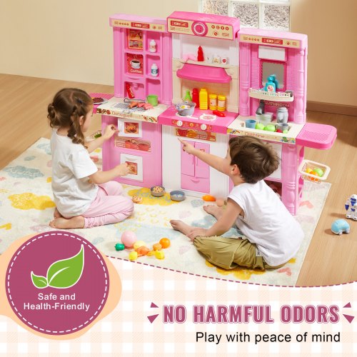 Kids Kitchen Playset 3in1 Toddler Kitchen with Simulated Spray Sounds