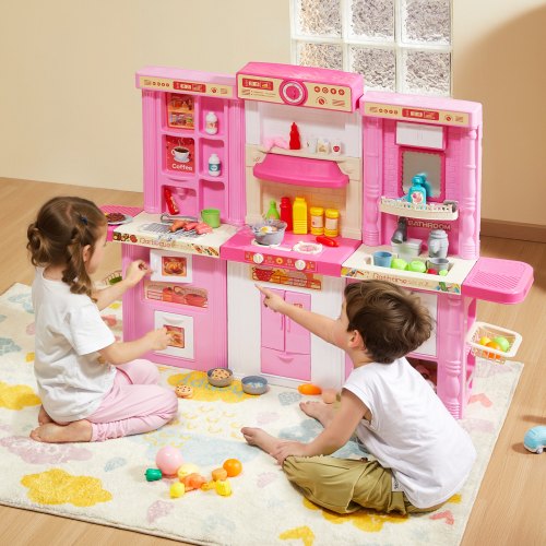 Kids Kitchen Playset 3in1 Toddler Kitchen with Simulated Spray Sounds