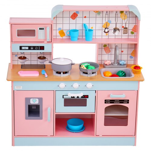 Play Kitchen for Kids Wooden Toy Kitchen Set with Lights and Sounds