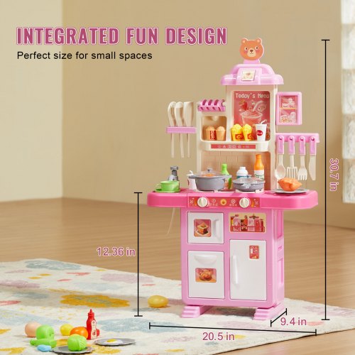 Kids Kitchen Playset Toddler Kitchen with Cooking Stove with Steam Sounds