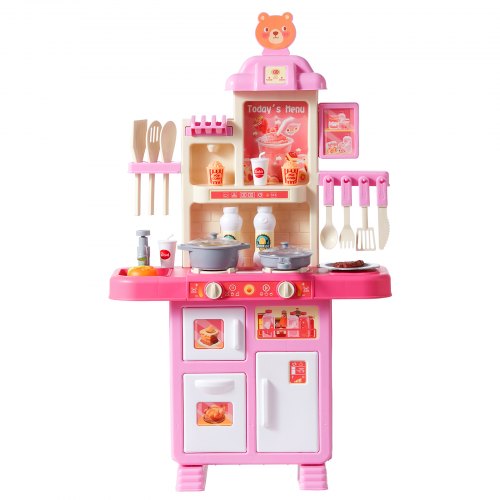 Kids Kitchen Playset Toddler Kitchen with Cooking Stove with Steam Sounds