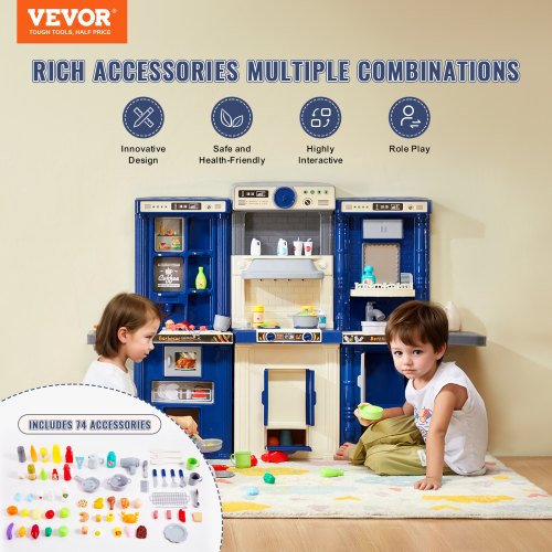 Kids Kitchen Playset 3in1 Toddler Kitchen with Simulated Spray Sounds